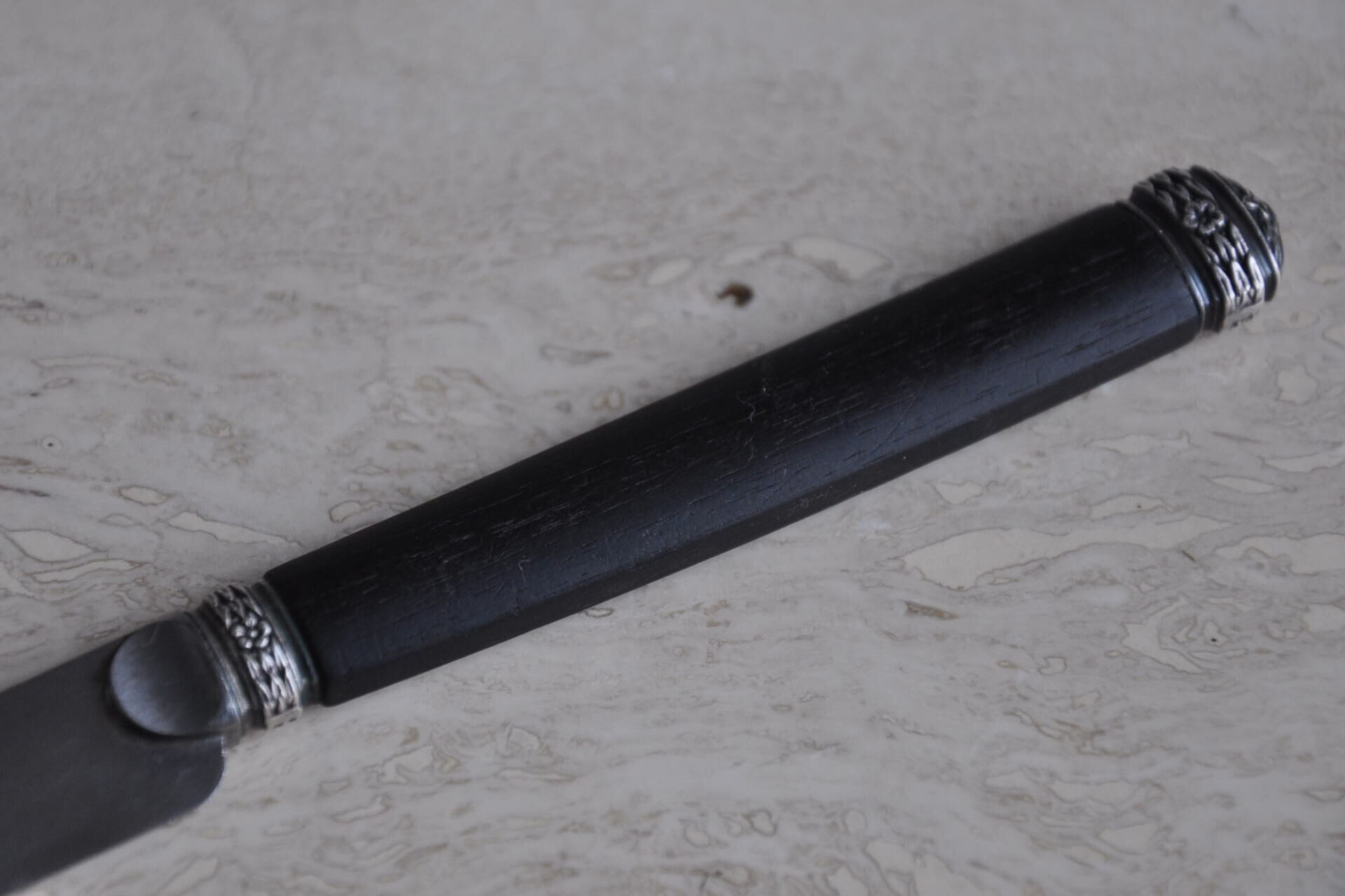 12 Antique silver ebony dessert knives