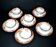 Sarreguemines coffee set 6 cups + 2 earthenware coffee pots with Chinese bamboo decor