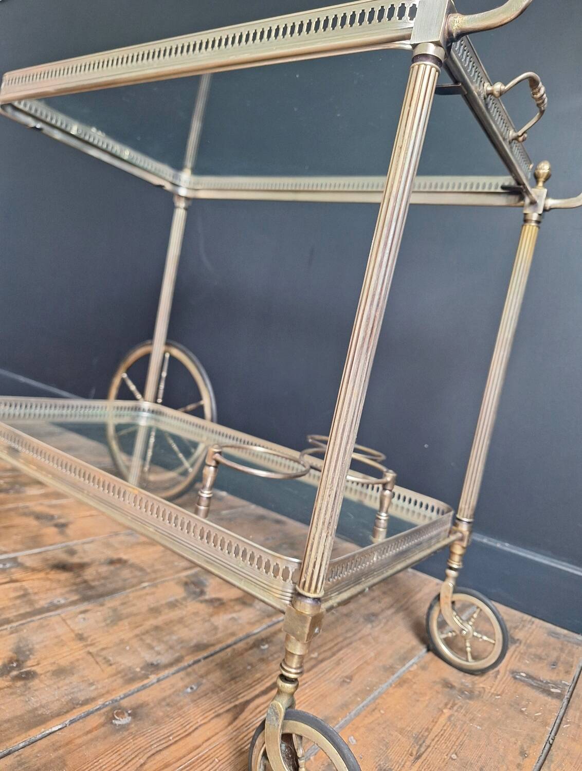 Antique trolley, vintage serving cart, drinks bar furniture.