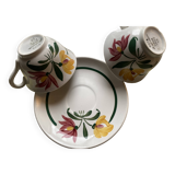 Set of 6 Digoin flower cups and saucers