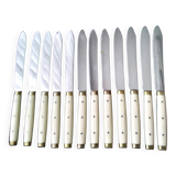 12 vintage bakelite brass and stainless steel table knives