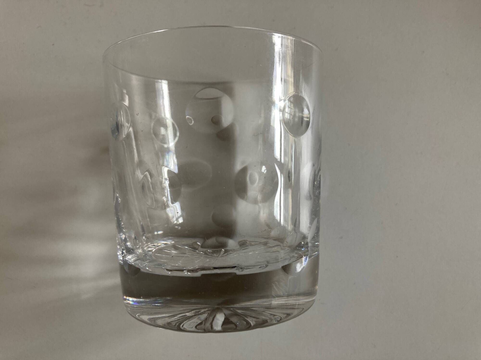Set of 5 crystal whiskey tumblers giving polka dot cut 1970