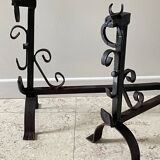 Pair of vintage steel brutalist andirons