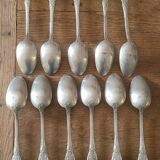 Set of 12 old silver plated soup spoons