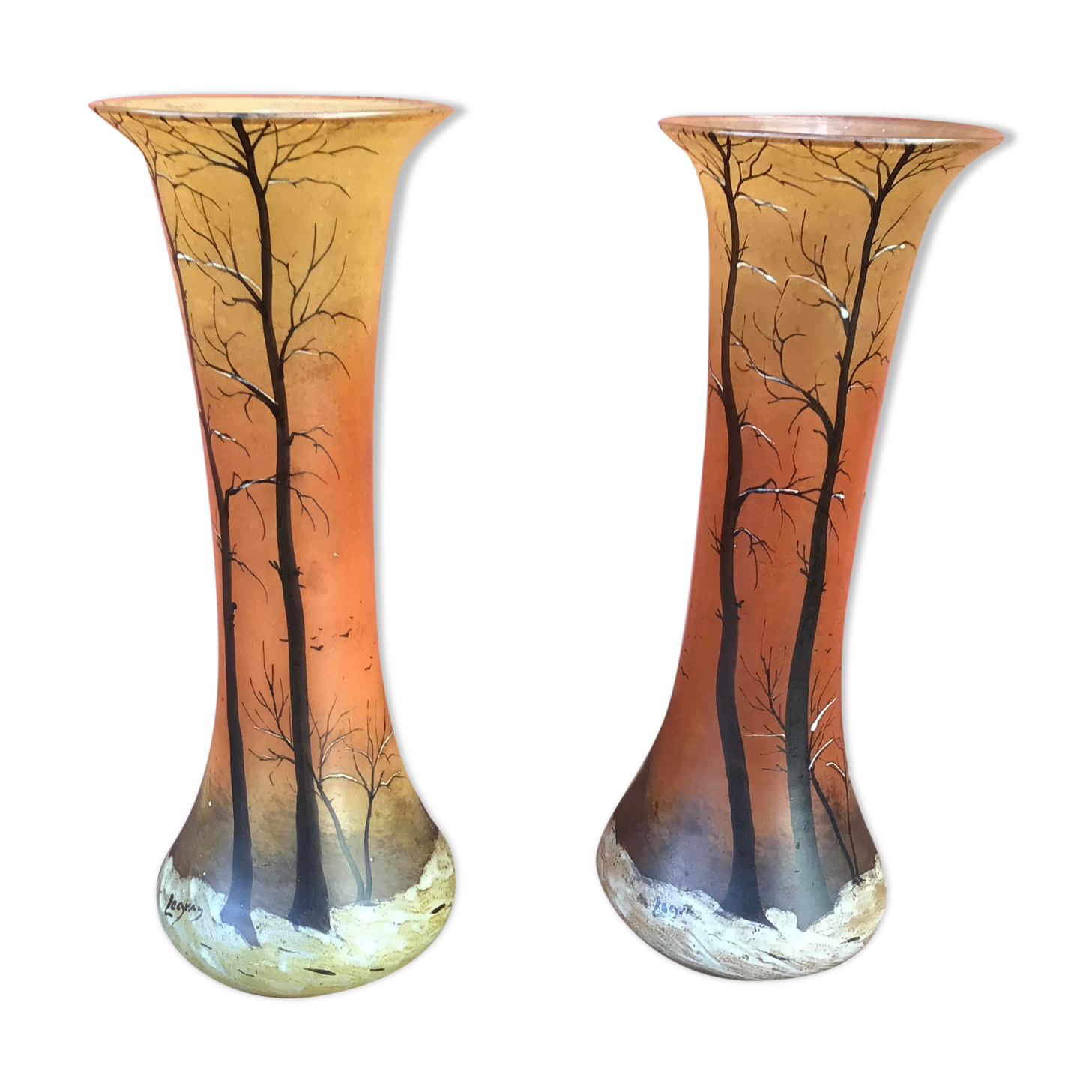 Pair of vases signed Legras