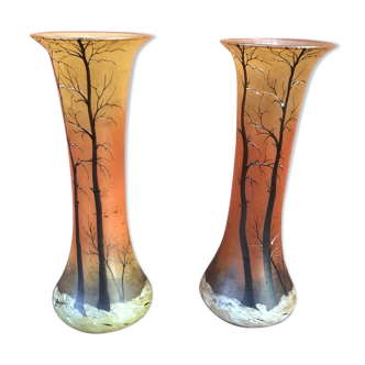 Pair of vases signed Legras