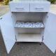 Vintage white wooden bathroom furniture — Chrome legs 70s design