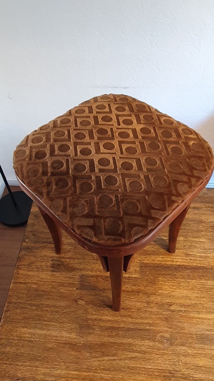 Art nouveau thonet stool bentwood and velvet