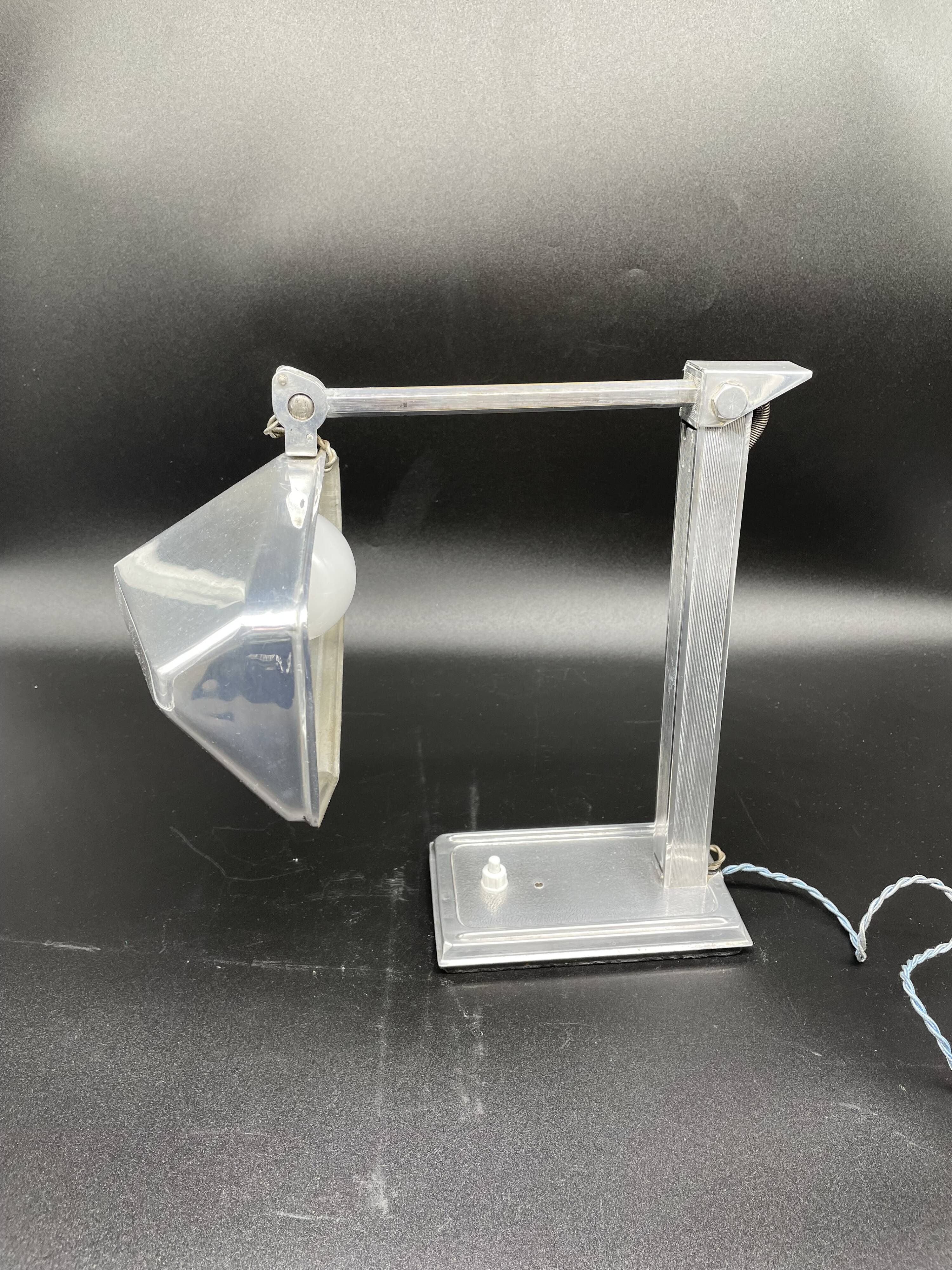 Vintage Pirouett France lamp, Art Deco, model patented in 1940, aluminum