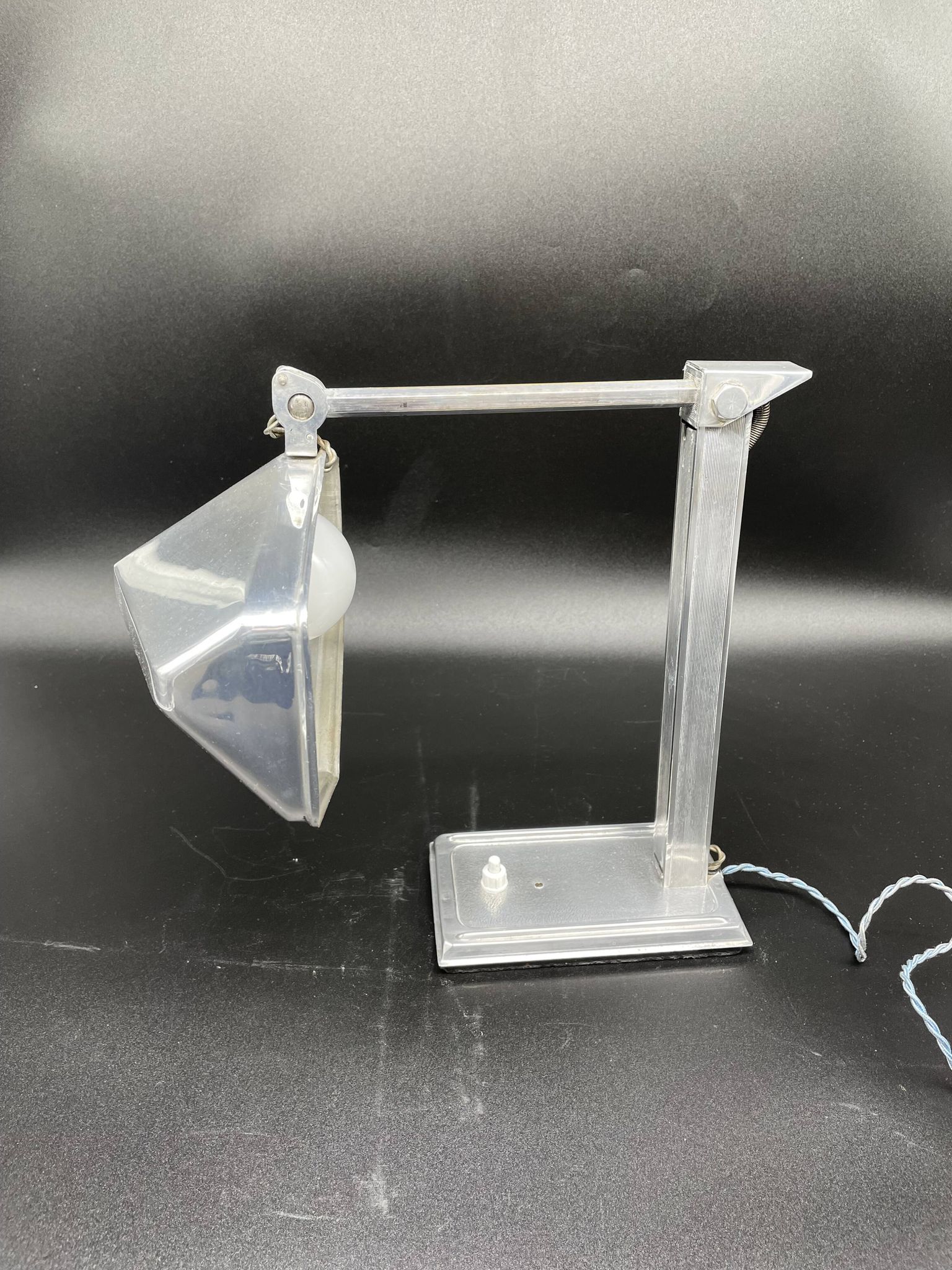 Vintage Pirouett France lamp, Art Deco, model patented in 1940, aluminum