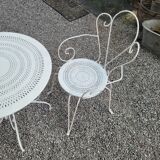 Old wrought iron garden furniture 3 armchairs + 1 table