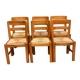 6 chaises brutalistes Maison Regain orme massif paillées années 80