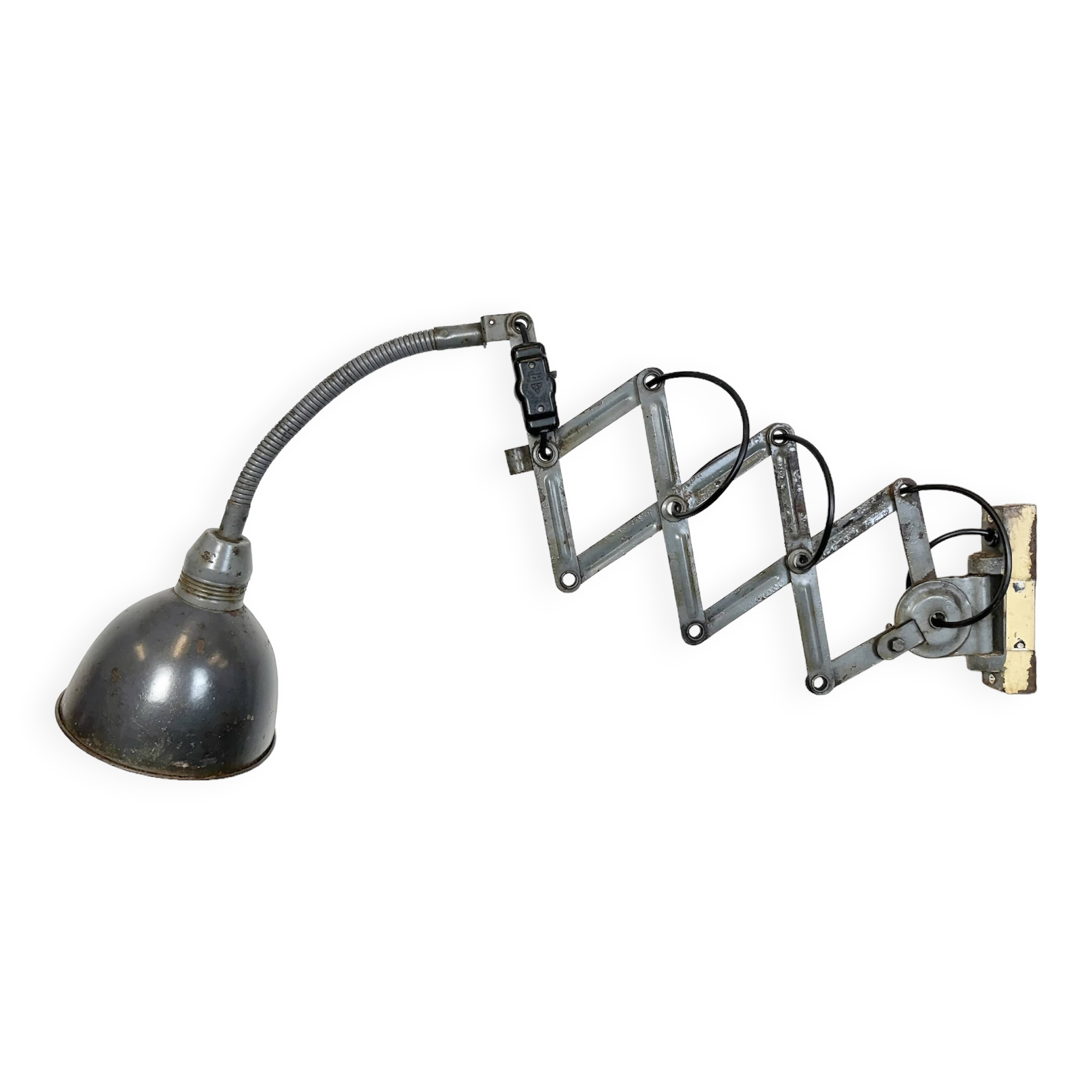 Grey Industrial Scissor Wall Lamp from Elektroinstala, 1960s