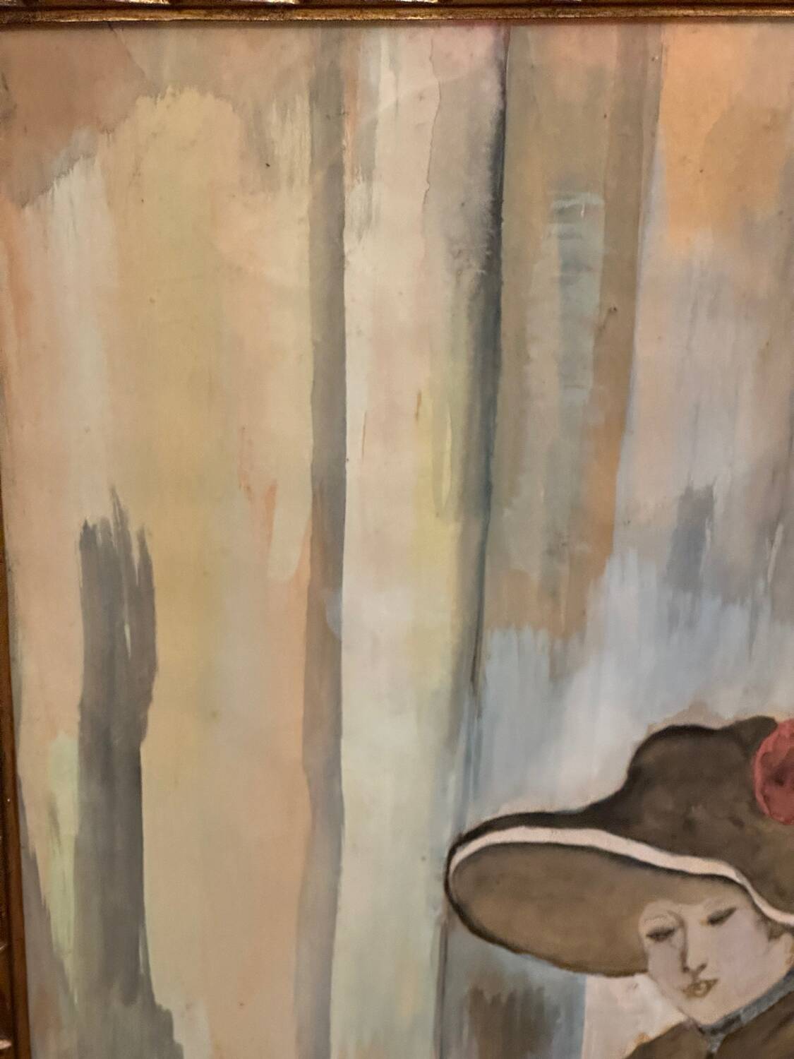 Large Framed Watercolor - An Elegant Woman - Signed 1900s