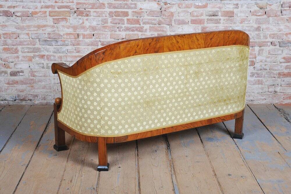 Empire Upholstered and Inlaid Walnut Living Room Set, Austria, 1810s, Set of 3