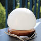 Lampe champignon en opaline et bois, années 80