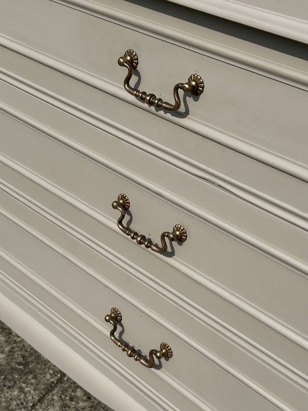 Louis XV style chest of drawers with 3 cherry wood drawers, 1960s