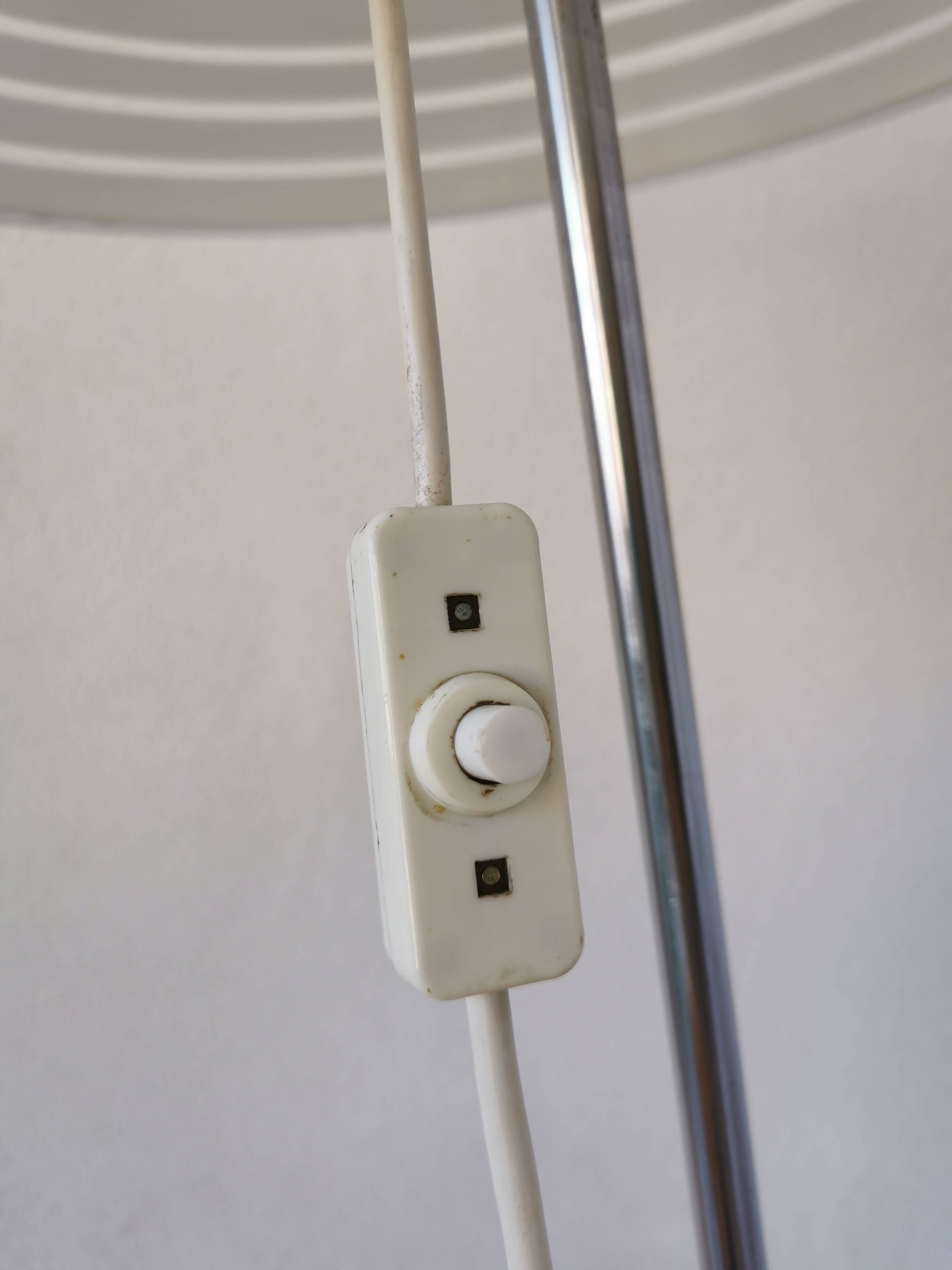 Vintage 1970s Mushroom Floor Lamp: Chrome & White Plastic, Retro Lighting