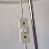 Vintage 1970s Mushroom Floor Lamp: Chrome & White Plastic, Retro Lighting