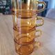 4 amber glass coffee cups