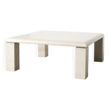1980s Square travertine coffee table