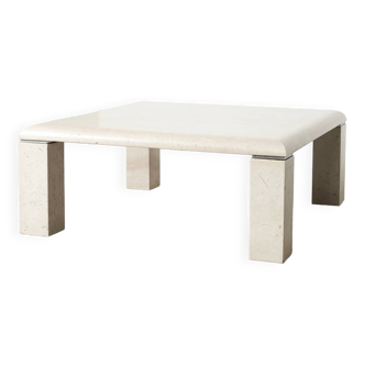 1980s Square travertine coffee table