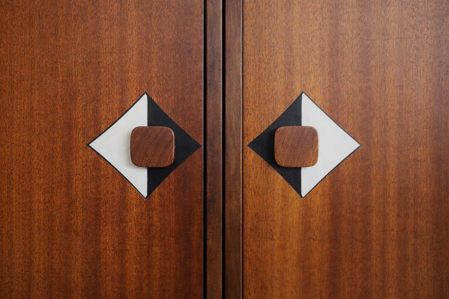 Vintage Mid-Century Danish Modern Teak Sideboard with Hand-Painted Pattern