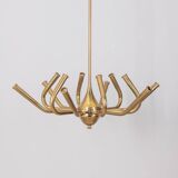 Large 50s vintage brass chandelier with 12 lights italian design