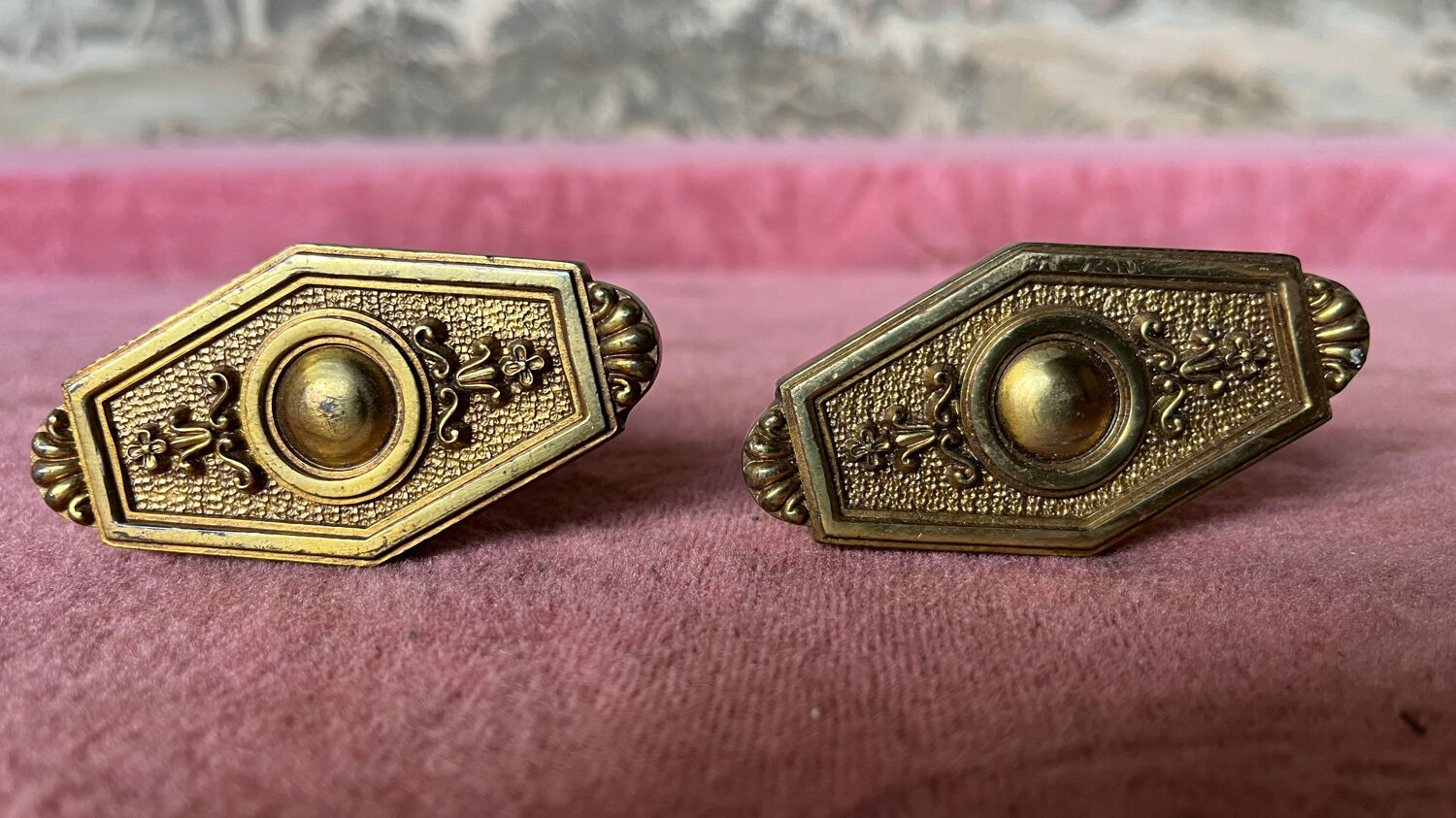 Pair of antique bronze handles