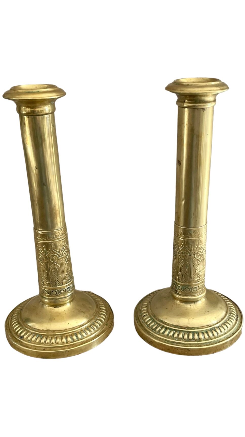 Pair of brass candle holders