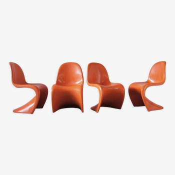 Orange Panton Chair by Verner Panton for Herman Miller set of 4