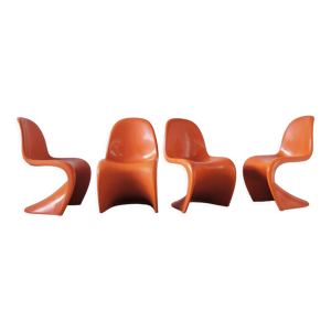 4 Panton chairs oranges par Verner