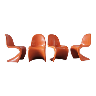 4 Panton chairs oranges par Verner Panton pour Herman Miller