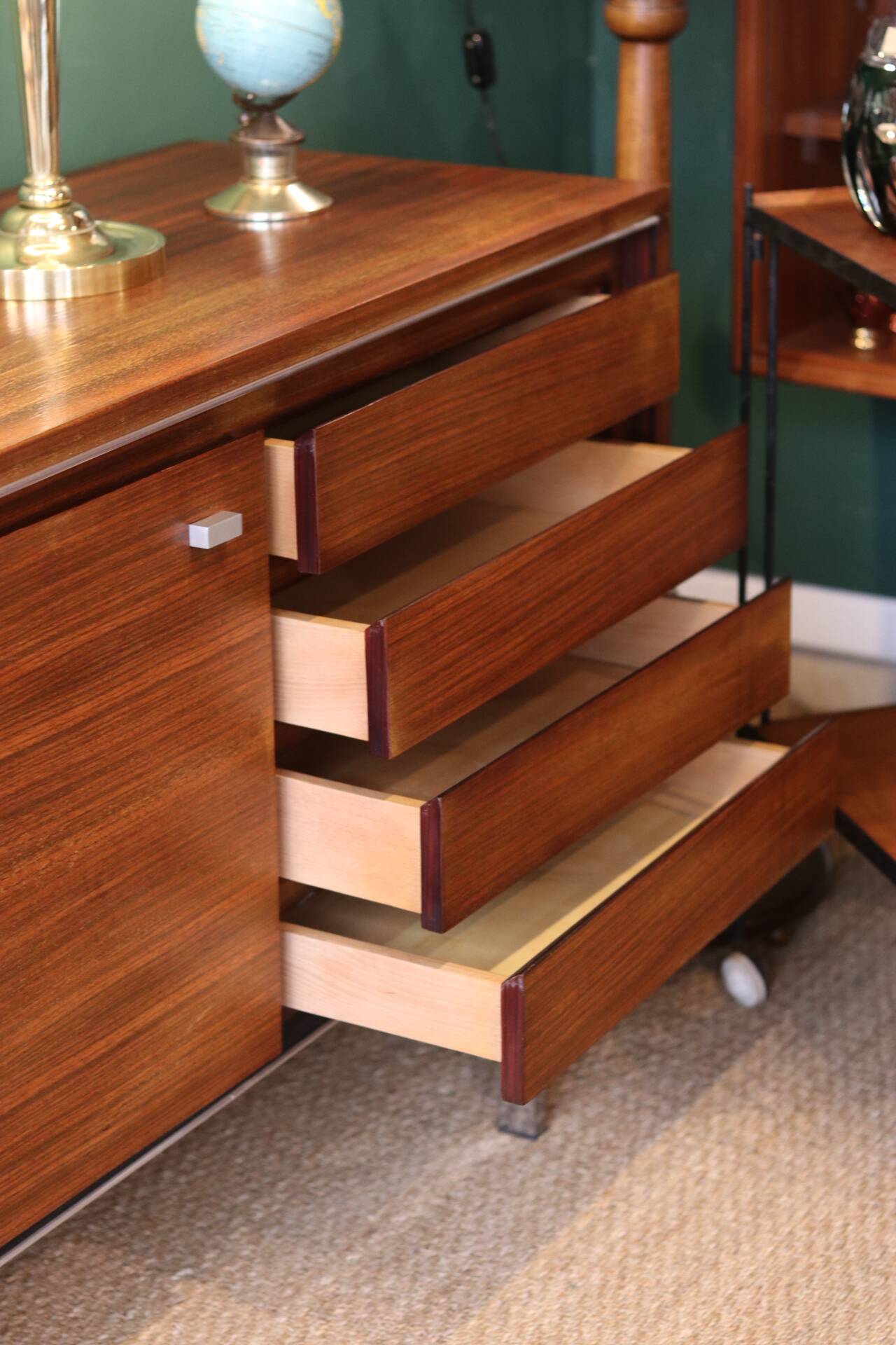 Mid-century sideboard in rosewood and chrome metal