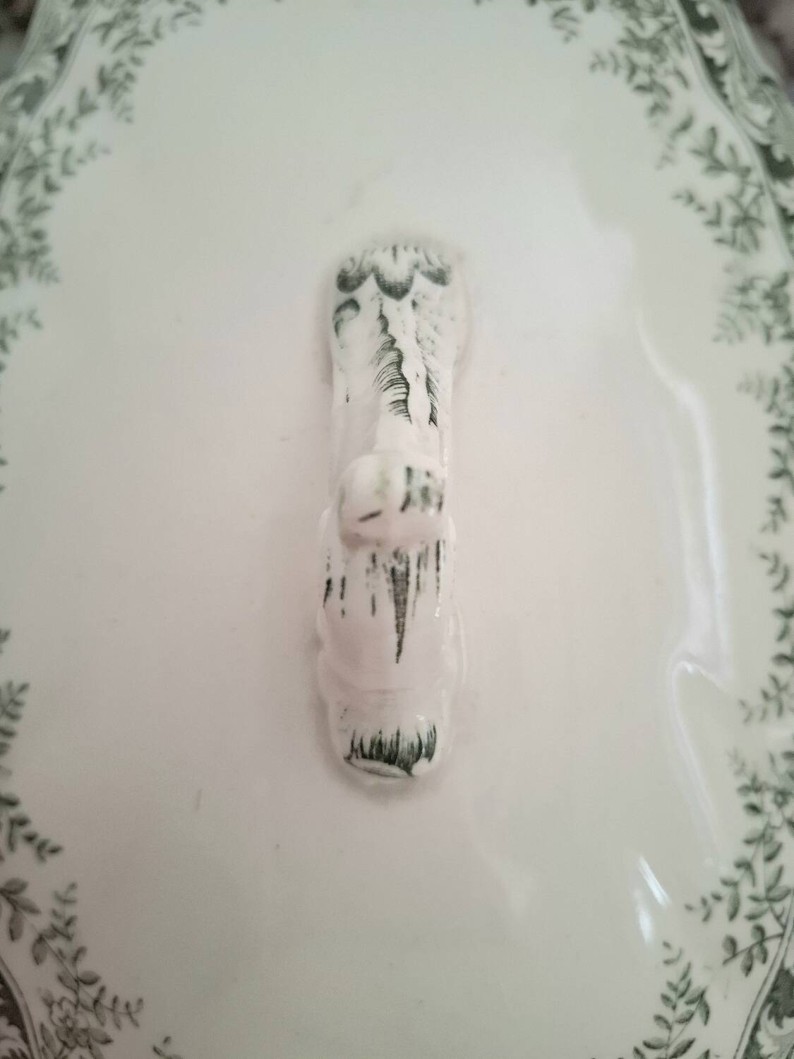 Antique earthenware vegetable or soup tureen in iron earthenware