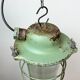 Green Industrial Soviet Bunker Pendant Light with Iron Grid, 1960s