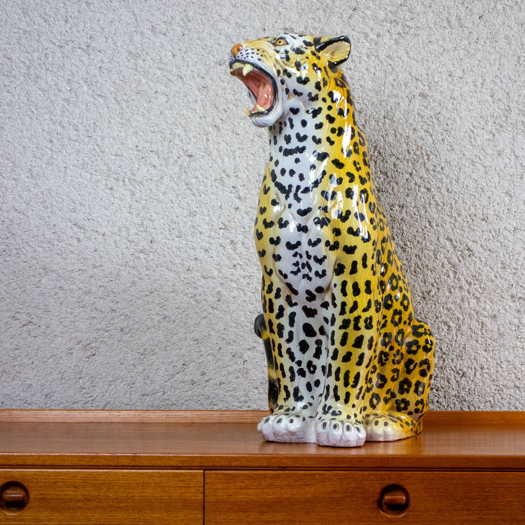 Large ceramic leopard sculpture, Italy, 1960s