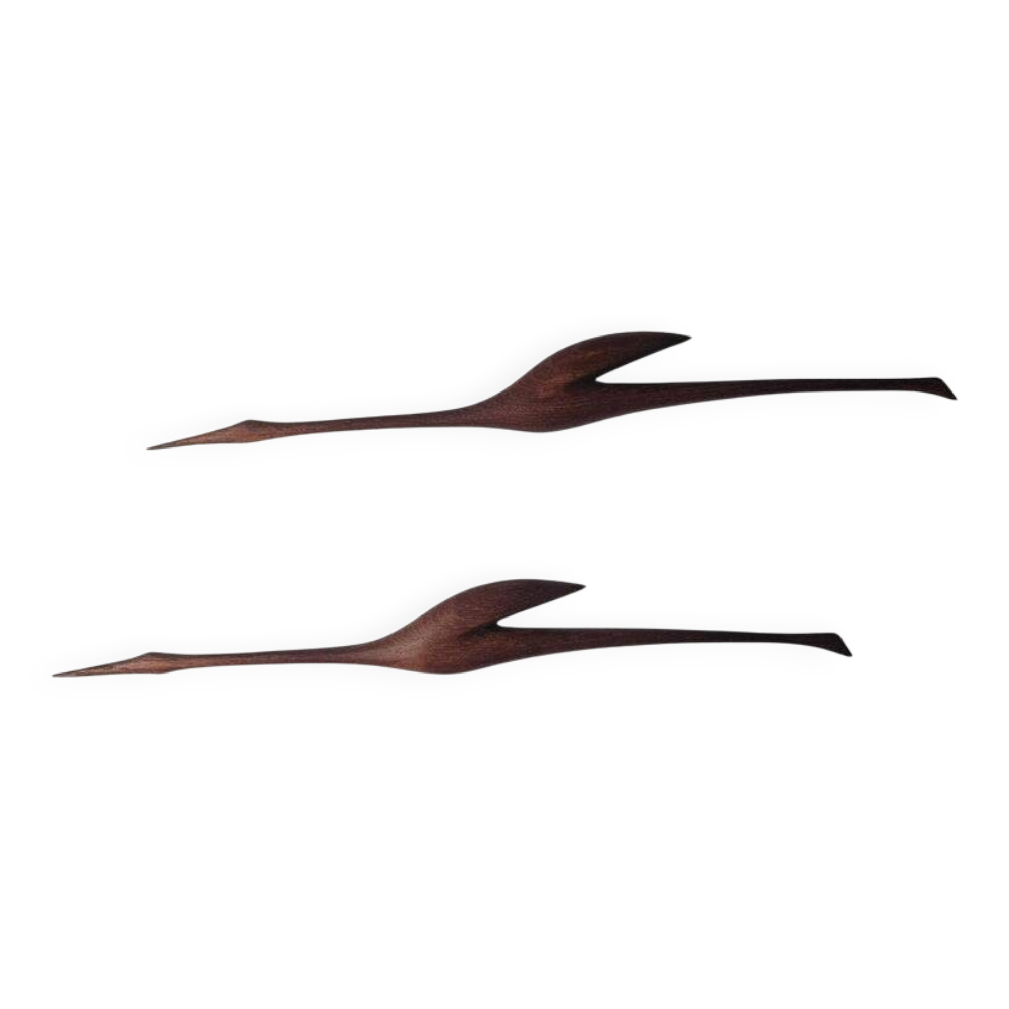 Pair of Midcentury Rare Teak Wall Sculptures of Birds Herons, Denmark, 1960