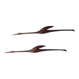 Pair of Midcentury Rare Teak Wall Sculptures of Birds Herons, Denmark, 1960
