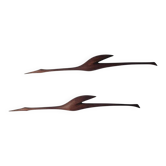 Pair of Midcentury Rare Teak Wall Sculptures of Birds Herons, Denmark, 1960
