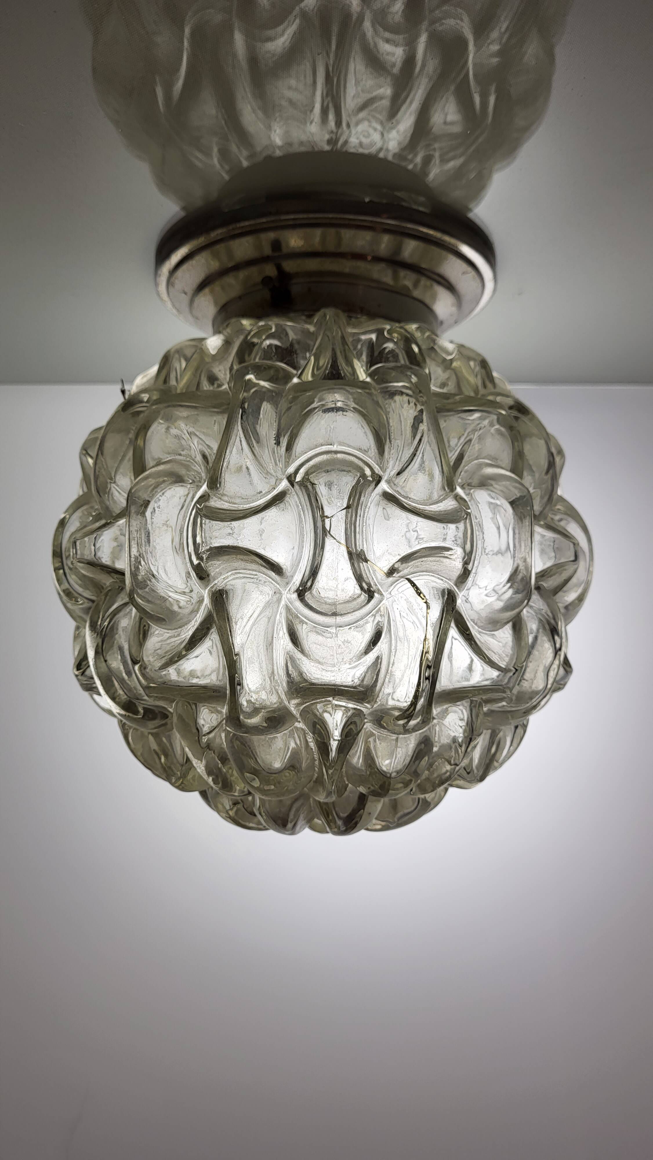Bubble ceiling lamp in molded glass