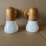 Set of 2 pine wall lights from the 80s