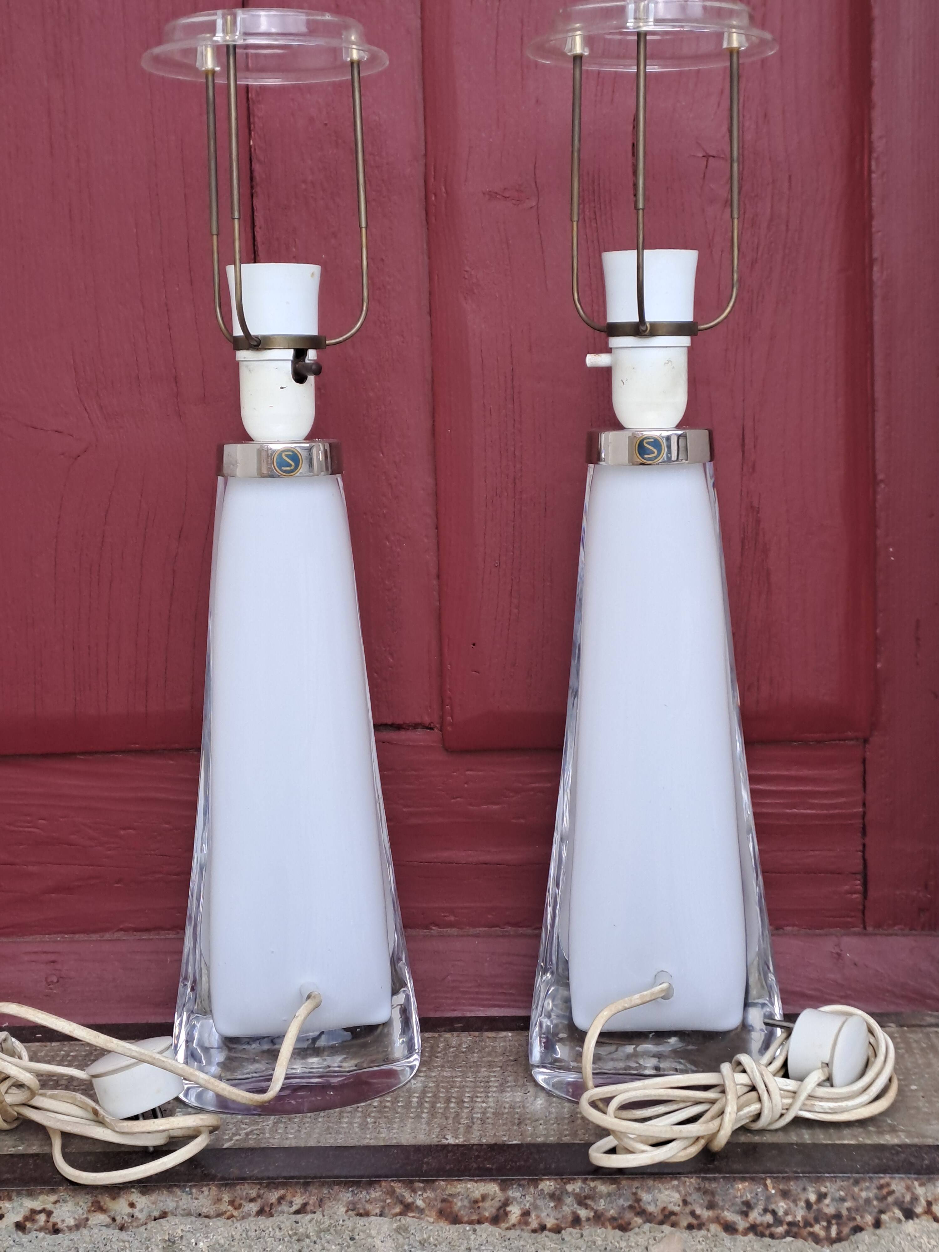 Pair of glass table lamps by Carl Fagerlund for Orrefors
