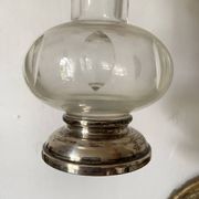 Vase tulipe en cristal ciselé  et argent 23 cm