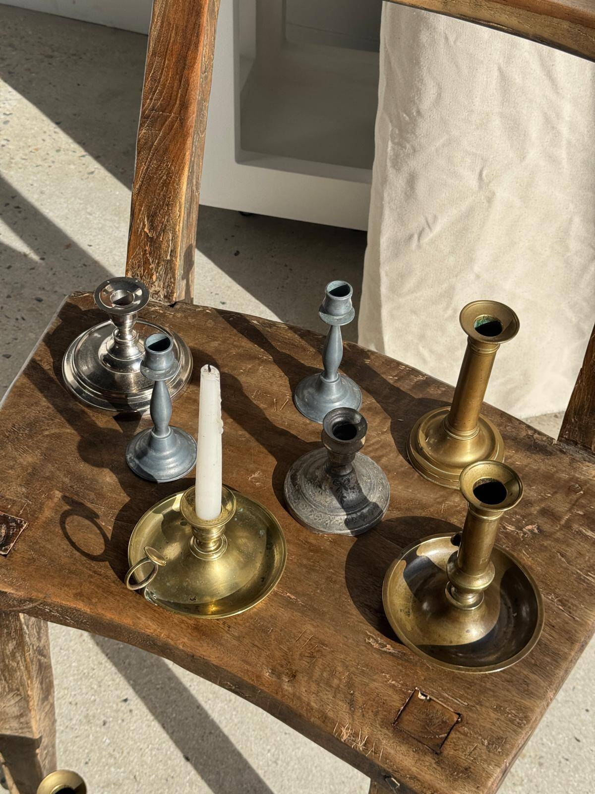 Large adjustable antique gold candlestick H20 D10