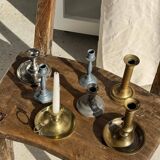 Large adjustable antique gold candlestick H20 D10