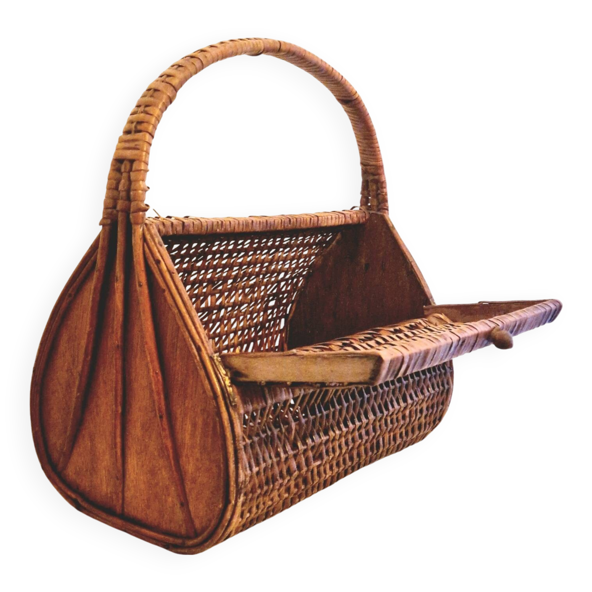 1960s wicker basket handbag