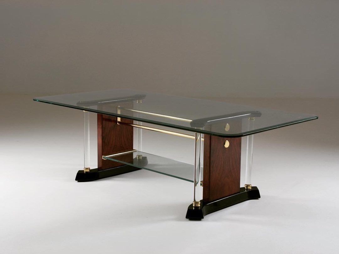 Brass and glass coffee table, 1970s