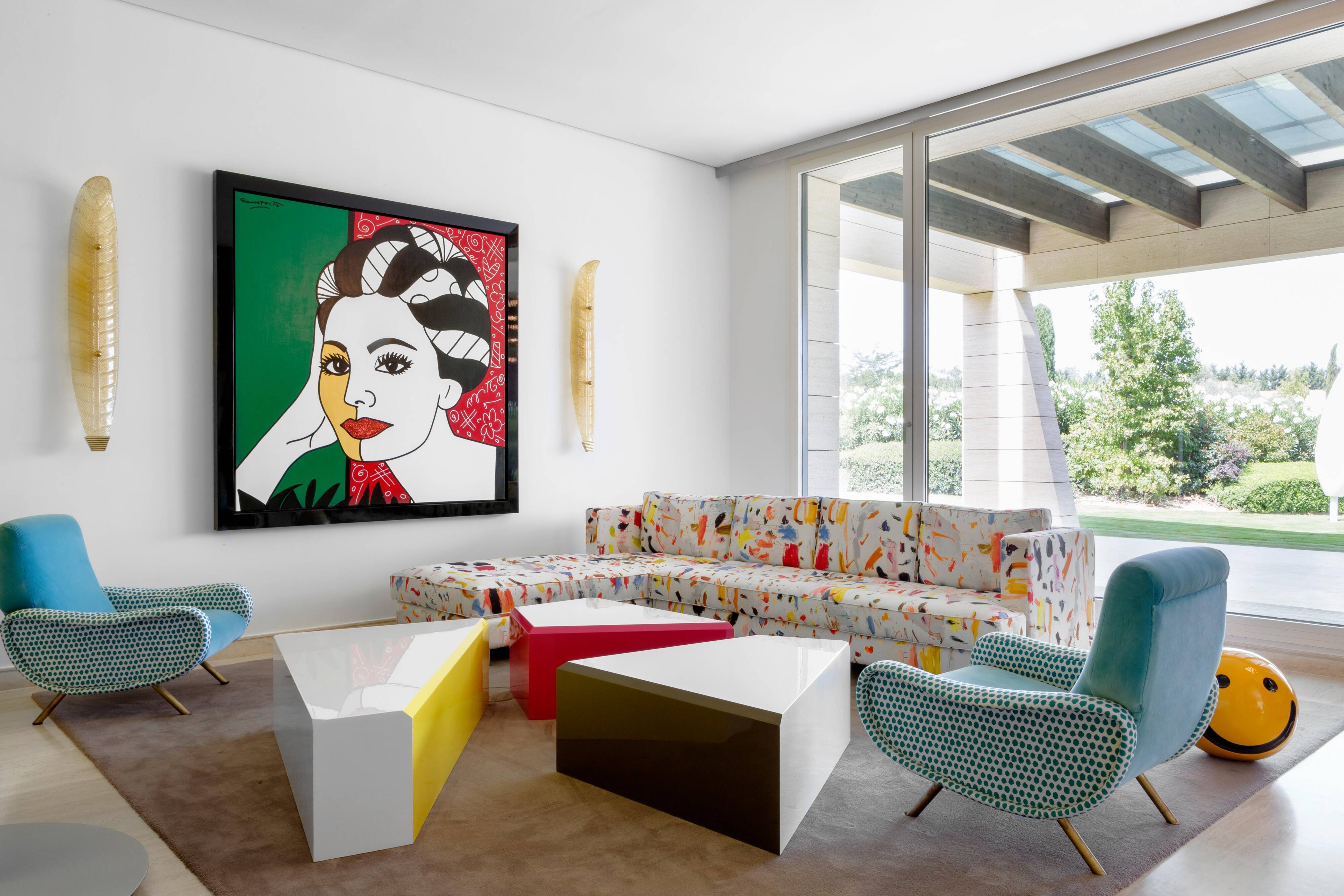 Modular Coffee Table Made In Coloured Lacquered Wood With Gloss FInish