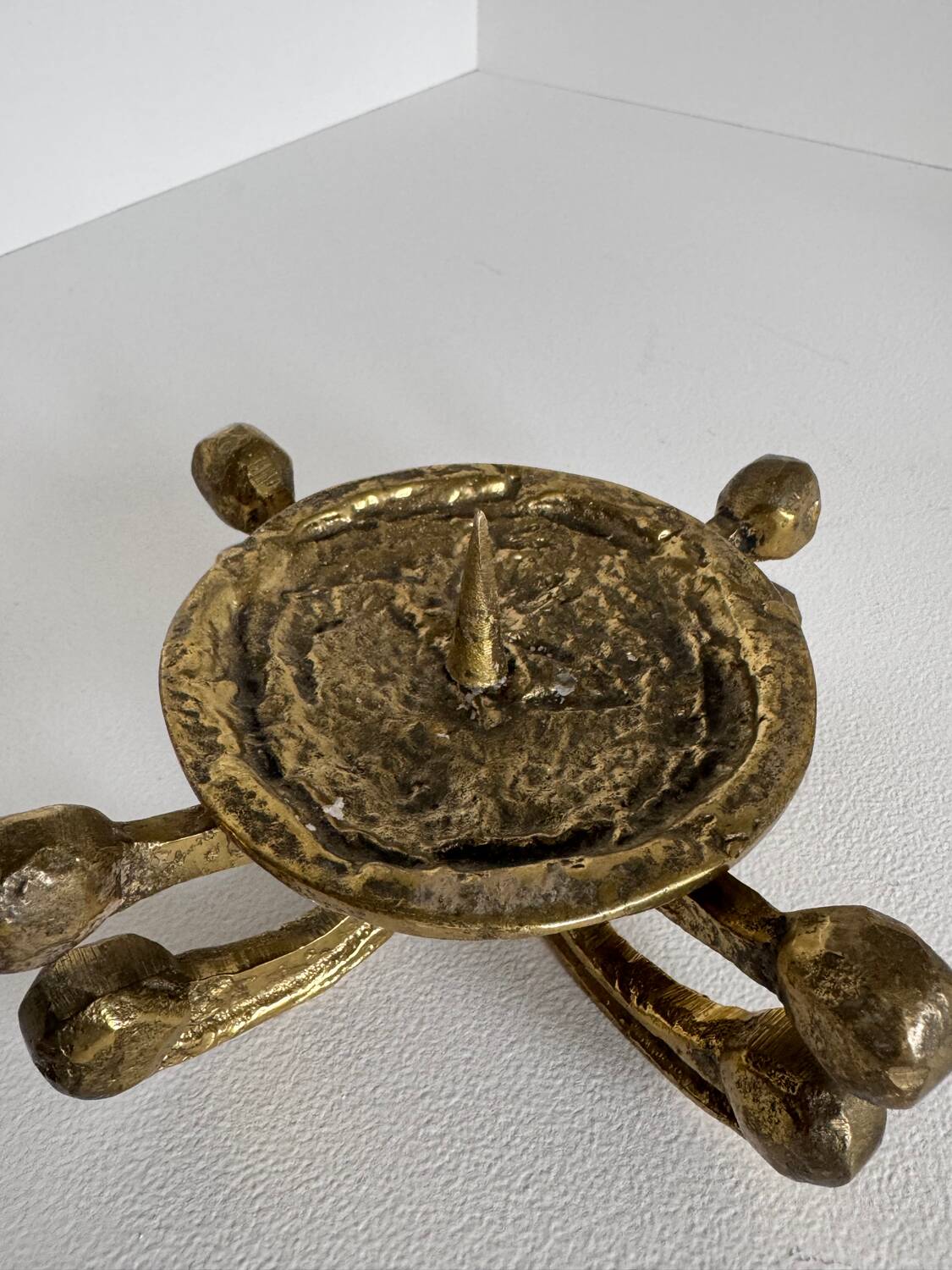 Vintage Brutalist Bronze Candle Holder